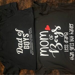 Black Family T-Shirts with White and Red Text